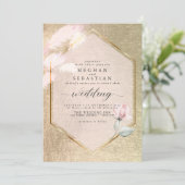 Blush Rose Gold Pampas Gras Einladung (Stehend Vorderseite)