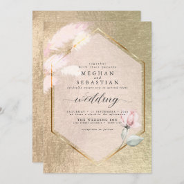 Blush Rose Gold Pampas Grass Floral Einladung