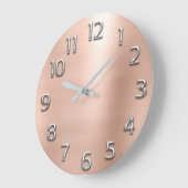 Blush Rose Gold Peach Gray Metallische arabische Z Große Wanduhr (Winkel)