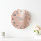 Blush Rose Gold Peach Gray Metallische arabische Z Große Wanduhr (Zuhause)