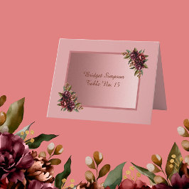 Blush Rose Gold - purple Floral Wedding Guest Card Dankeskarte