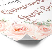 Blush Rose Gold Quinceanera Gästebuchsignatur Poster (Ecke)