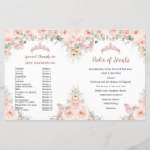 Blush Rose Gold Quinceanera Veranstaltungen Progra (Rückseite)