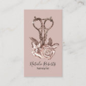 Blush Rose Gold Schere Blume Haar Stylist Salon Visitenkarte (Vorderseite)