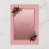 Blush Rose Gold Script - Burgundy floral wedding Begleitkarte (Rückseite)