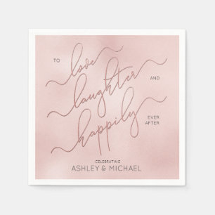 Blush Rose Gold Script glücklich immer nach Serviette
