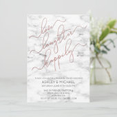 Blush Rose Gold Script Marble Probe laden Einladung (Stehend Vorderseite)