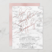 Blush Rose Gold Script Marble Probe laden Einladung (Vorne/Hinten)