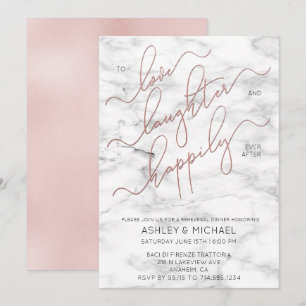Blush Rose Gold Script Marble Probe laden Einladung