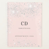 Blush Rose Gold Silberne Glitzer Glitzern Name Planer (Vorderseite)