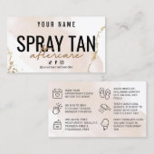 Blush Rose Gold SPRAY TAN Aftercare Card Visitenkarte (Vorne/Hinten)