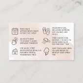 Blush Rose Gold SPRAY TAN Aftercare Card Visitenkarte (Rückseite)