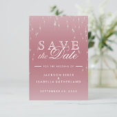 Blush Rose Gold Star Lights - Save the Date (Stehend Vorderseite)