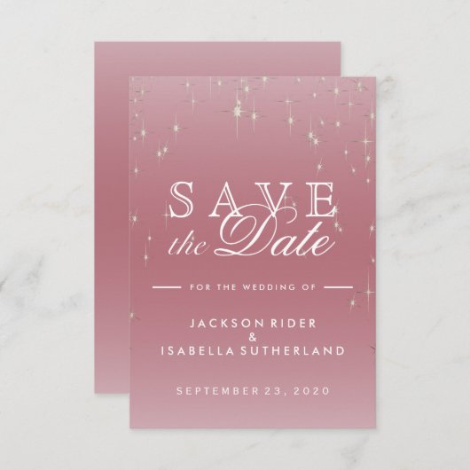 Blush Rose Gold Star Lights - Save the Date (Vorne/Hinten)