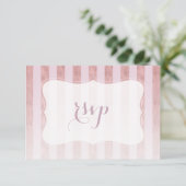 Blush Rose Gold Streifen Hochzeitszange RSVP Karte (Stehend Vorderseite)