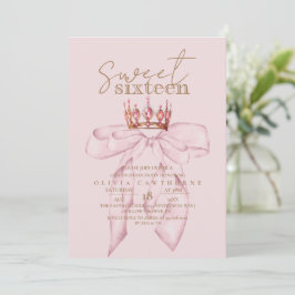 Blush Rose & Gold Sweet 16 Bow Crown Geburtstag Einladung