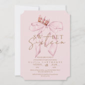 Blush Rose & Gold Sweet 16 Bow Geburtstag Einladung (Vorderseite)