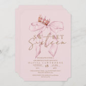Blush Rose & Gold Sweet 16 Bow Geburtstag Einladung (Vorne/Hinten)