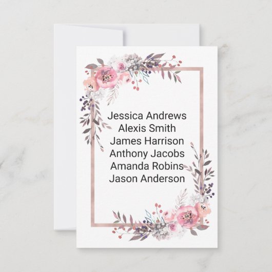 Blush & Rose Gold Tischnummer Segel Chart (Rückseite)