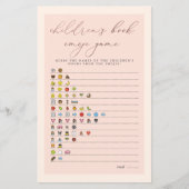 Blush Rose Gold Typografie Emoji Game Baby Dusche (Vorderseite)