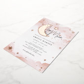 Blush Rose Gold über der Mond Babydusche Folieneinladung (Gedreht)