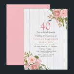 Blush Rose Gold Weiß 40. Hochzeitstag Einladung<br><div class="desc">Blush Rose Gold Weiß 40 Jahre Hochzeit Jubiläum Siehe Matching Collection im Handel</div>