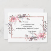 Blush & Rose Gold werden Sie meine Ehrenmatrone se Einladung (Rückseite)