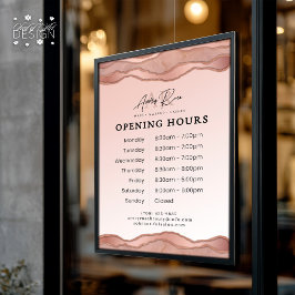 Blush Rose Goldmarmor Agate Schönheitssalon Stunde Fensteraufkleber