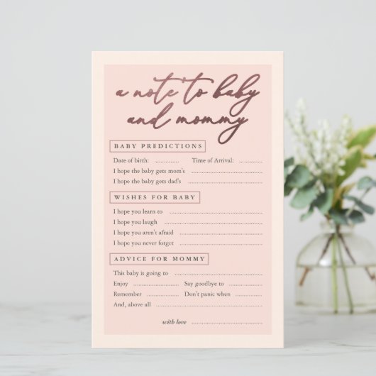Blush Rose Goldtypografie ein Hinweis für Baby und (Stehend Vorderseite)
