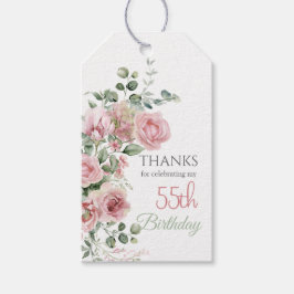 Blush Rose Greenery Eucalypt 55th Birthday Thanks Geschenkanhänger