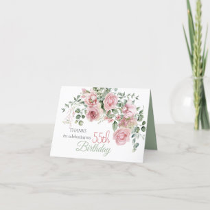 Blush Rose Grüne Eukalypt 55. Geburtstag Dankeskarte