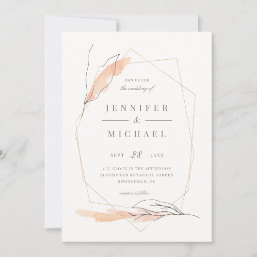 Blush Rose Handgezeichnet Frühjahrssonne Einladung (Vorderseite)