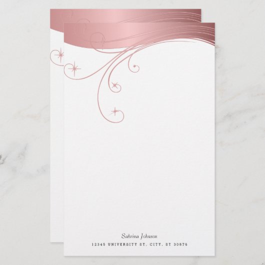 Blush-Rose Hochskalierungs-Design Briefpapier (Vorne/Hinten)