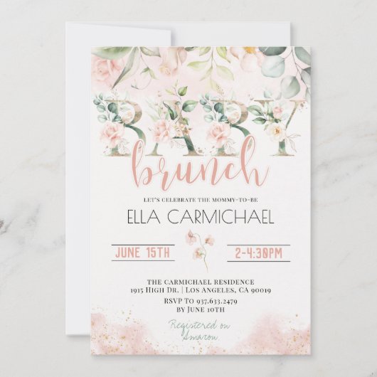 Blush Rose Kinderbrunch Einladung (Vorderseite)