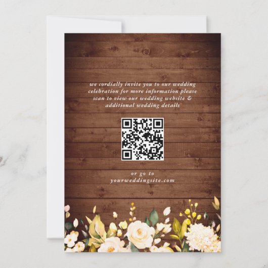 Blush Rose Lantern Rustic Wood Wedding QR Code Save The Date (Rückseite)