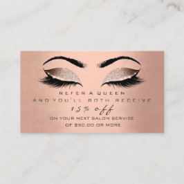 Blush-Rose mit Salon-Referenzkarte Gold Makeup Las Empfehlungskarte