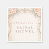 Blush Rose Ornate Baroque Bridal Shower Serviette (Vorderseite)