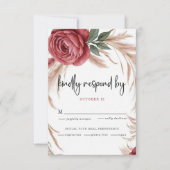 Blush Rose Pampas Floral Wedding RSVP Karte (Vorderseite)