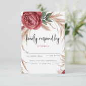 Blush Rose Pampas Floral Wedding RSVP Karte (Stehend Vorderseite)