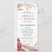 Blush Rose Pampas Grass Hochzeitsprogramm (Vorderseite)