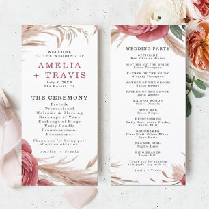 Blush Rose Pampas Grass Hochzeitsprogramm