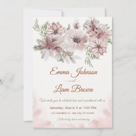 Blush Rose & Peach Floral Wedding Invitation Einladung