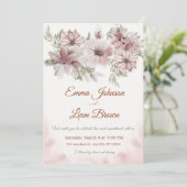 Blush Rose & Peach Floral Wedding Invitation Einladung (Stehend Vorderseite)