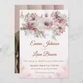 Blush Rose & Peach Floral Wedding Invitation Einladung (Vorne/Hinten)