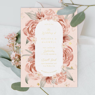 Blush Rose Peach Gold Hochzeit Folieneinladung