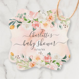 Blush Rose & Peonies Baby Dusche Gefallen Tag Geschenkanhänger