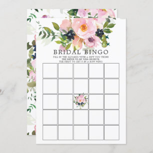 Blush Rose & Peonies BINGO Brautparty Game Einladung