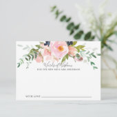Blush Rose & Peonies Bride Words of Wisdom Card Einladung (Stehend Vorderseite)