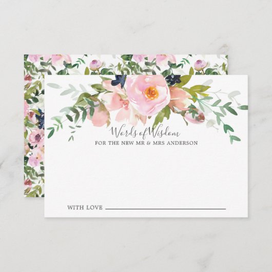Blush Rose & Peonies Bride Words of Wisdom Card Einladung (Vorne/Hinten)