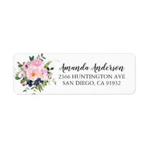 Blush Rose & Peonies Floral Brautparty Labels